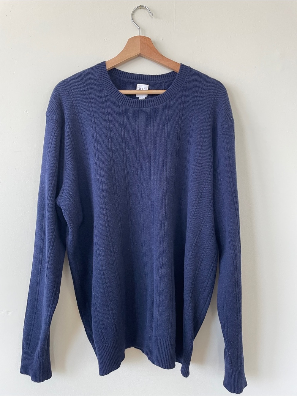 GAP Men's Navy Rib-Texture Crewneck Sweater